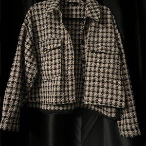 Chic Black and White Tweed Jacket